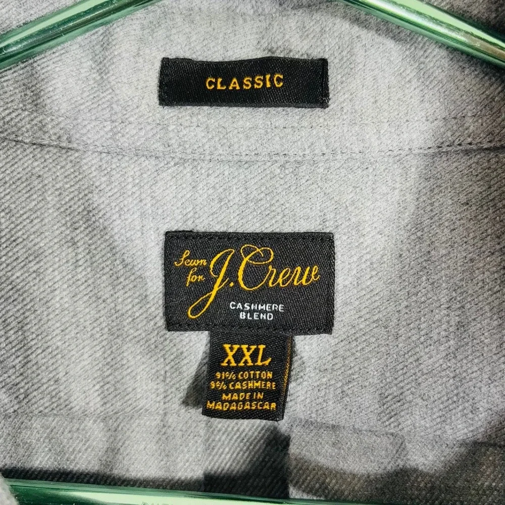 J.‎ Crew Mens XXL Classic Fit Cotton Cashmere Blend Button Down Grey Shirt